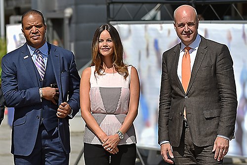 John Hope Bryant, Prinsessan Sofia och Fredrik Reinfeldt vid näringslivsdagen där ämnet hållbarhet diskuterades. 