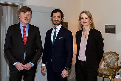 Björn O Nilsson, Prins Carl Philip och Maria Dollhopf under mötet på Kungl. Slottet. 