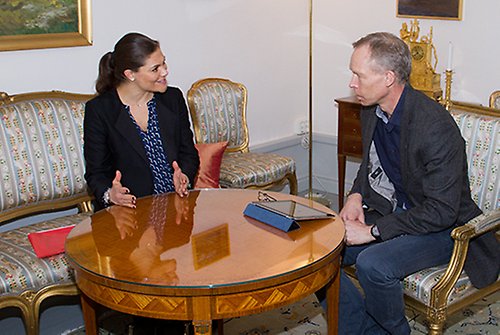 Kronprinsessan och Johan Rockström under mötet på Kungl. Slottet.