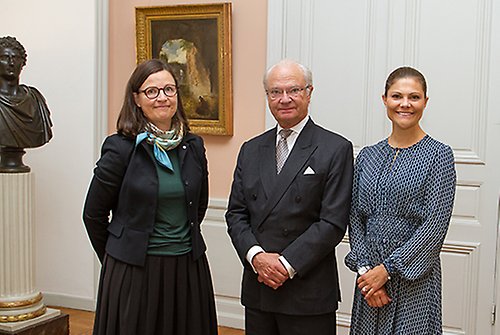 Gymnasie- och kunskapslyftsminister Anna Ekström, Kungen och Kronprinsessan vid mötet på Kungl. Slottet.