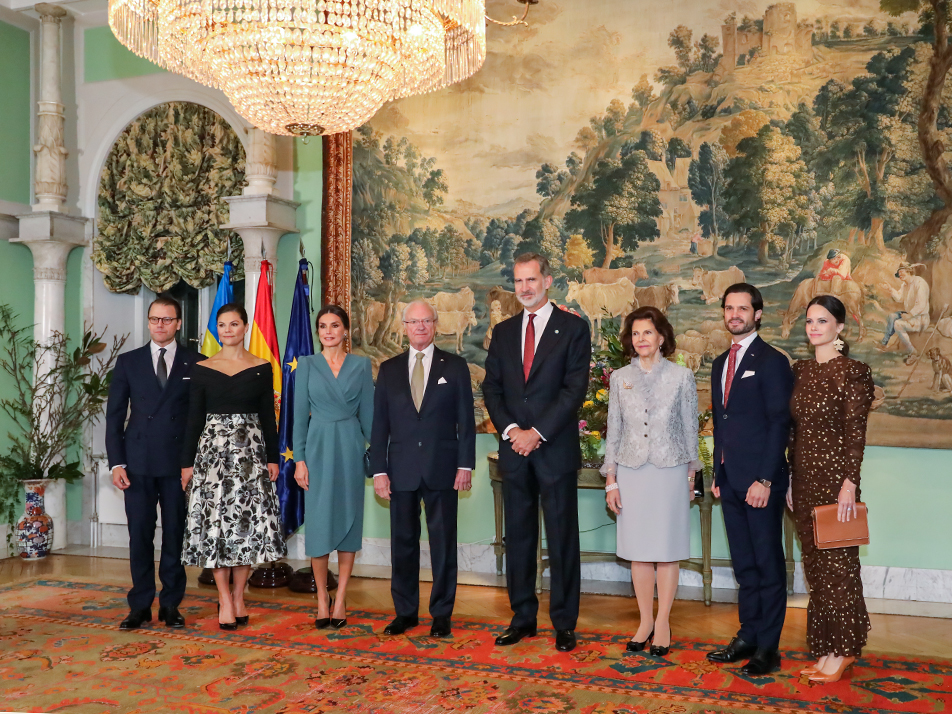 The Royal Family with the King and Queen of Spain at the Spanish Residence. 