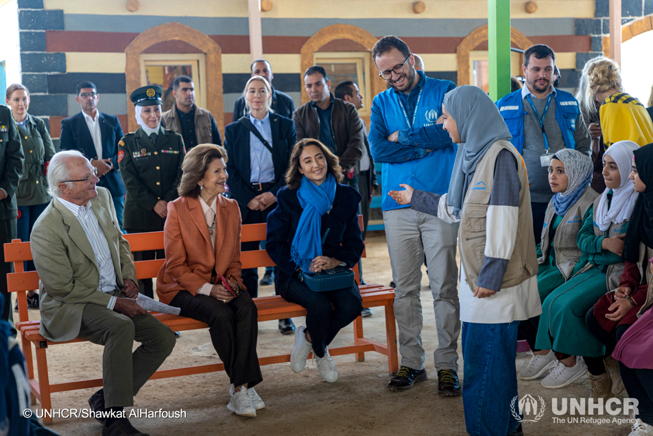The King and Queen during their visit to Zaatari refugee camp. 
