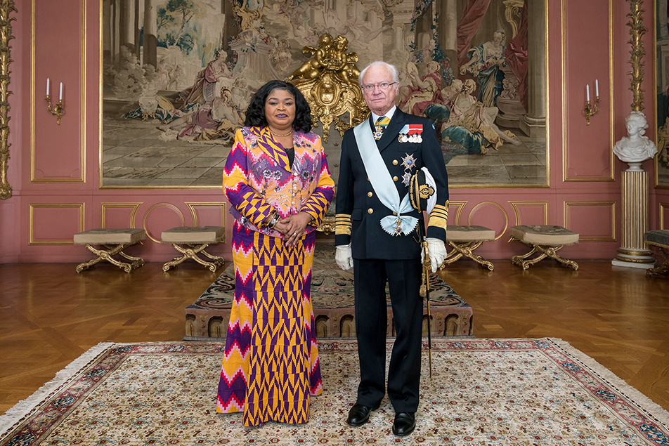 The King with Ghana's ambassador Sylvia Naa Adaawa Annoh. 