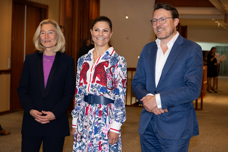 The Dutch Minister of Economic Affairs and Climate Policy Micky Adriaansens, The Crown Princess and Prince Constantijn of the Netherlands.