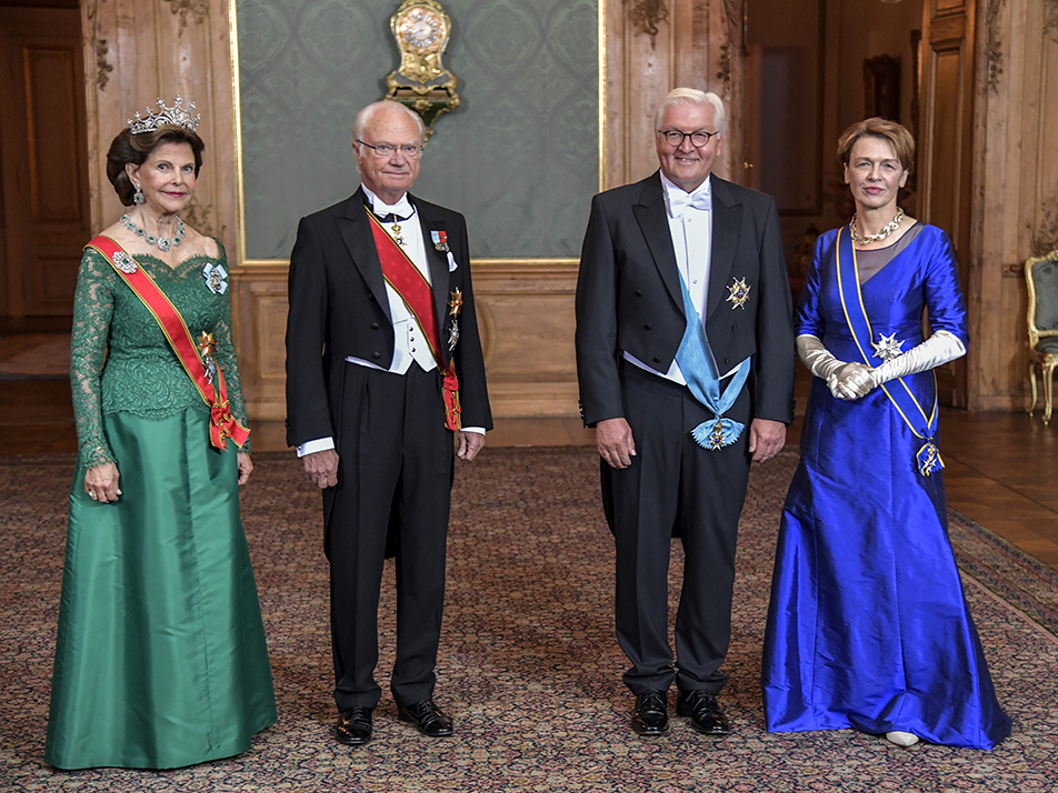 The King and Queen and the Presidential couple in Queen Lovisa Ulrika's Dining Hall at the Royal Palace. 