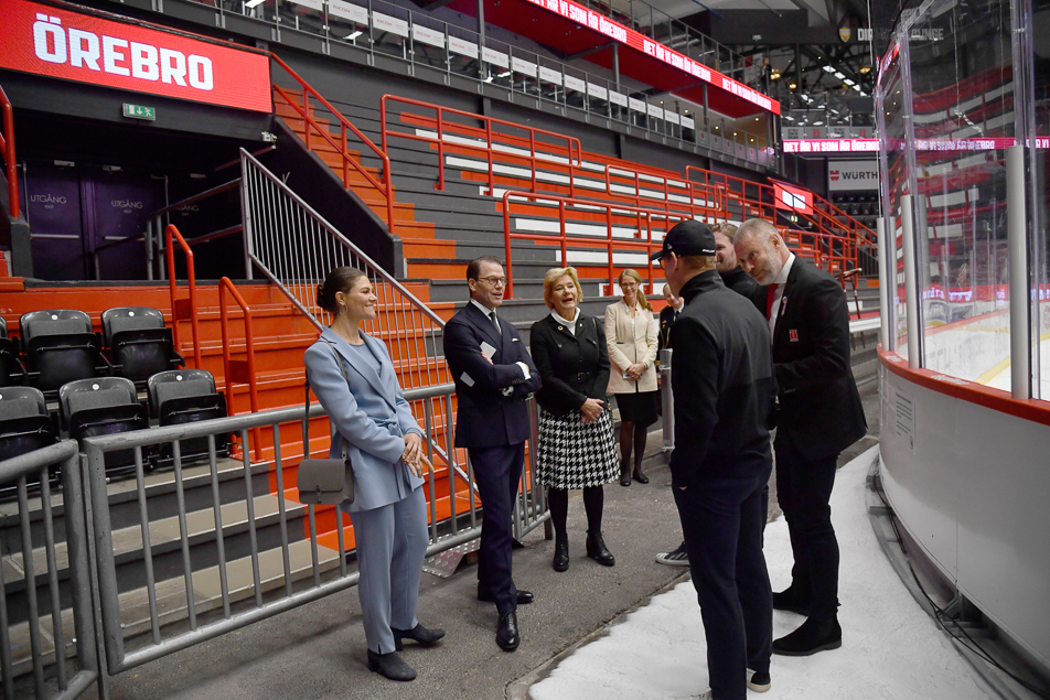 The Crown Princess Couple visit Behrn Arena in Örebro. 