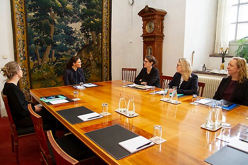 The Crown Princess with representatives from the Ministry for Foreign Affairs during the meeting at the Royal Palace. 