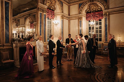 The King and Queen and the Presidential couple welcomed the guests to the Vita Havet Assembly Rooms before Tuesday evening's gala dinner. 