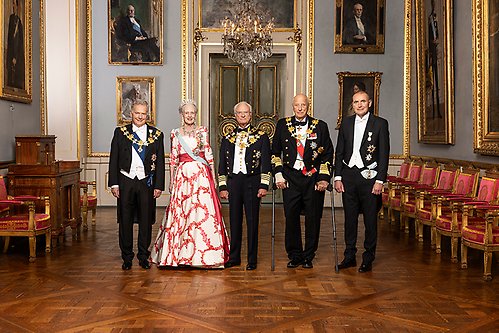 HM The King, photographed with the Nordic heads of state in connection with the celebrations for The King's 50th jubilee. 